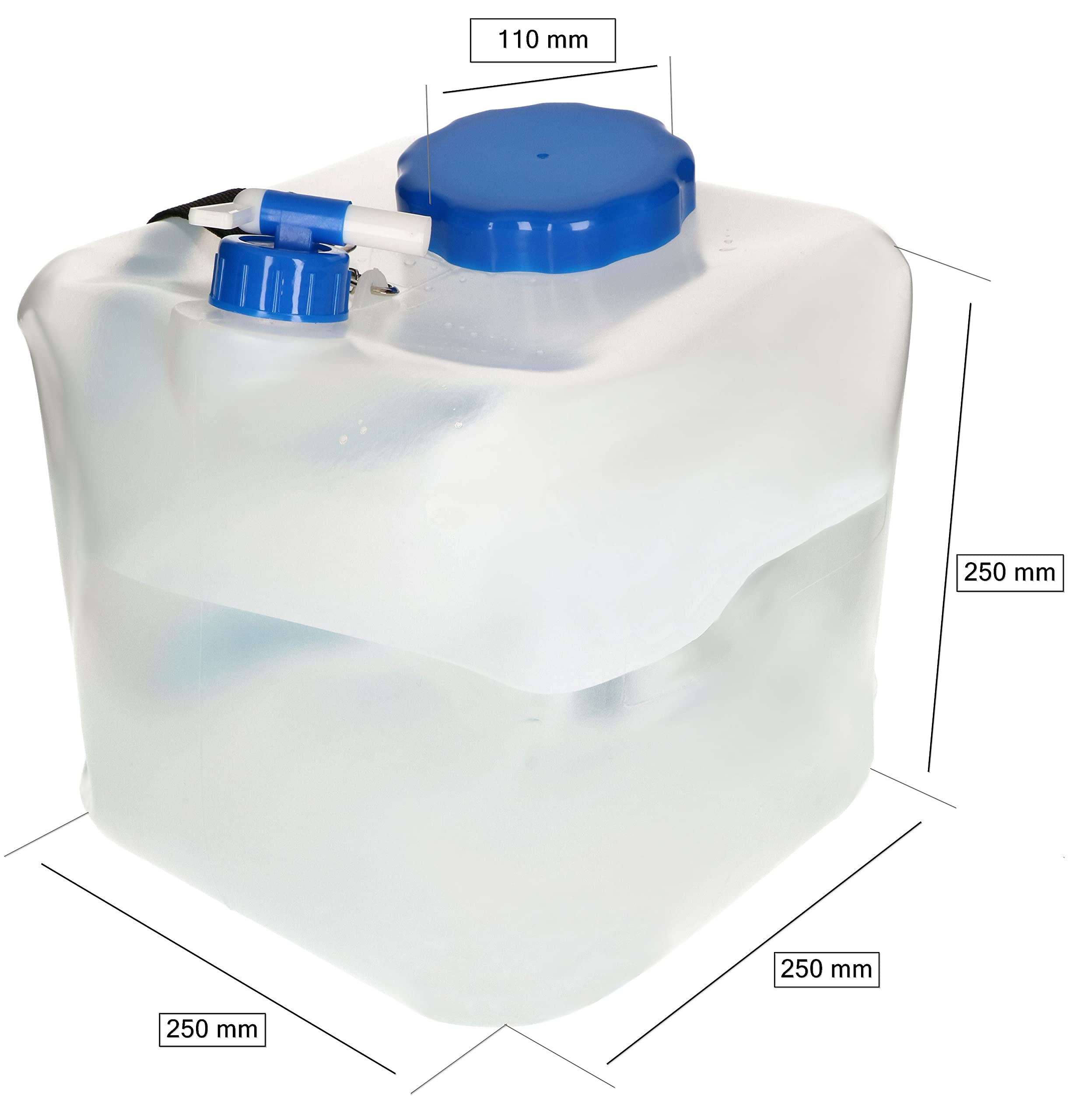 KOTARBAU® 4 x Bidones de agua plegable con grifo 16 litros, Contenedor de agua plegable, Depósito portátil con correa de transporte, Bidón garrafa con grifo de vertido, Recipiente de agua para camping