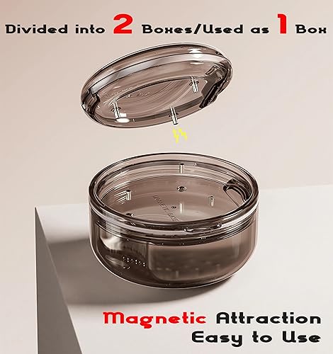 Miniatura 4 de MURRI&MURRDI Estuche de retenedor, estuche de dentadura, caja de baño con cesta coladora, lindo contenedor de almacenamiento de dentadura para