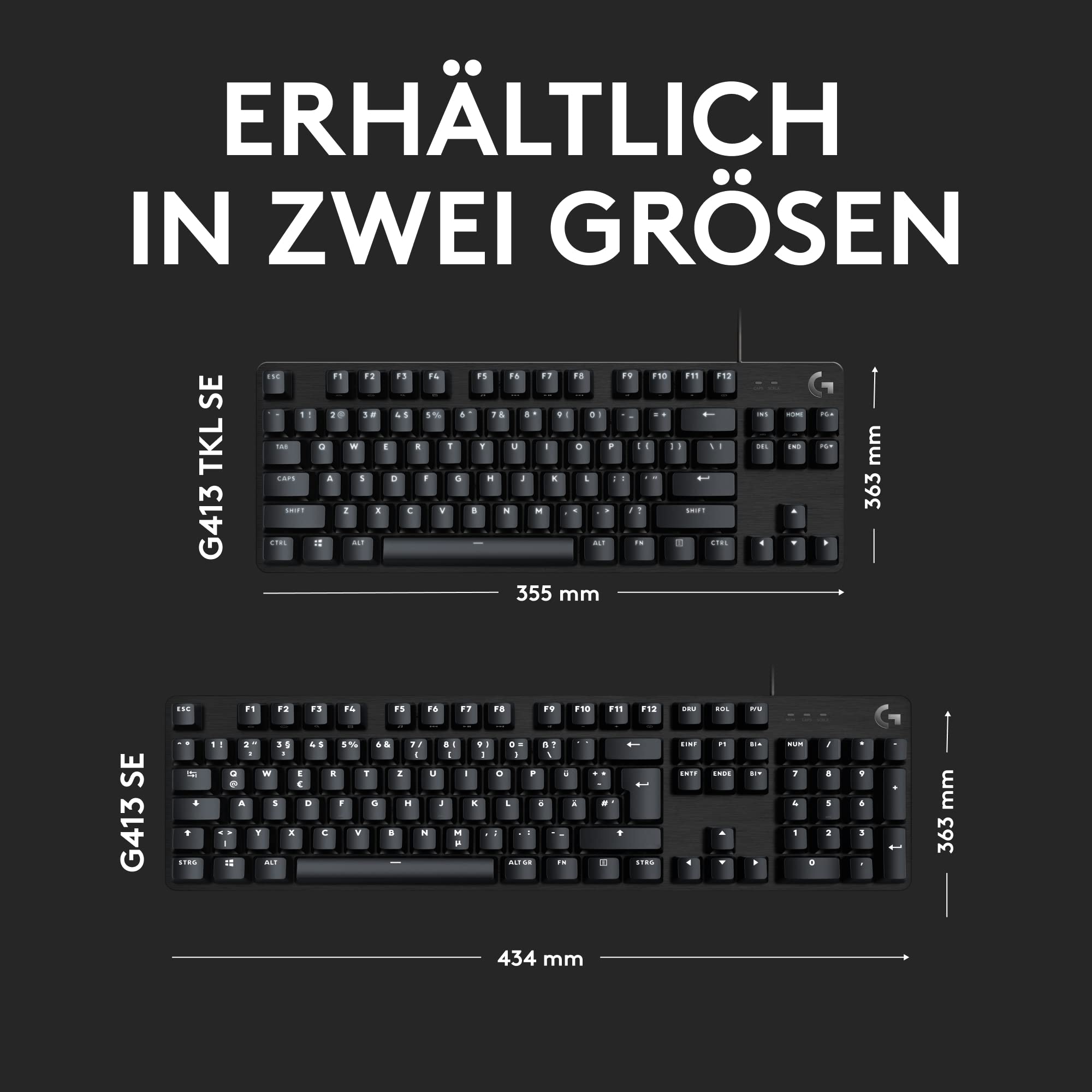 Logitech G413 SE Mechanische Gaming-Tastatur, taktile Schalter, Anti-Ghosting, Deutsches QWERTZ-Layout, Schwarz