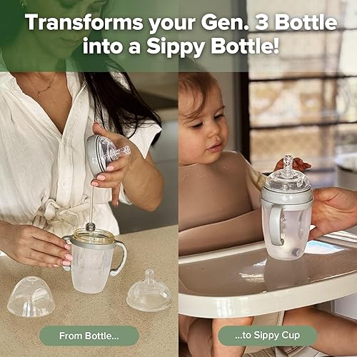 Miniatura 2 de haakaa Vaso con popote con peso para niños de 6 meses de edad, vaso de silicona con peso para sorber de leche, botella de agua para bebé con cepillo