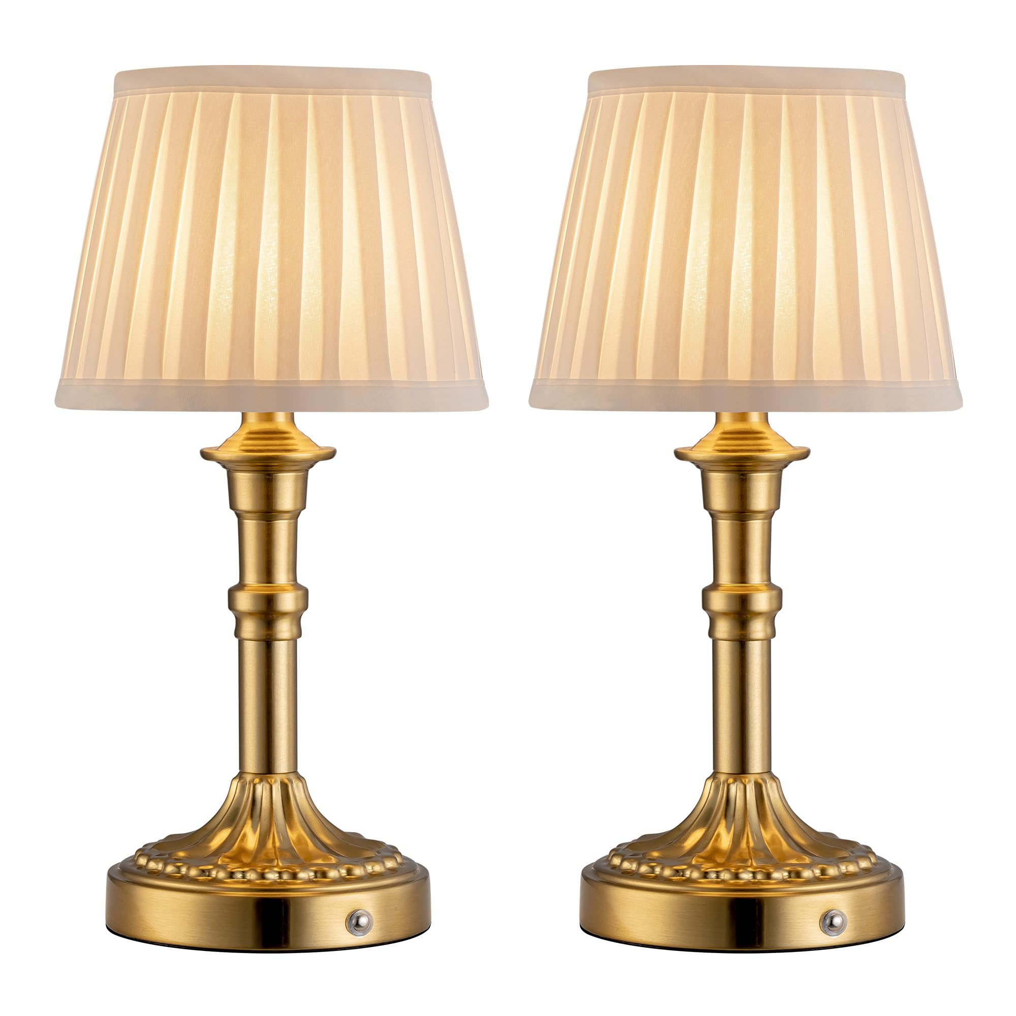 Set di 2 lampade da tavolo senza fili, paralume in tessuto a LED, piccola lampada da tavolo con batteria, dimmerabile, per soggiorno, sala da pranzo, camera da letto, bagno (Bronzo)