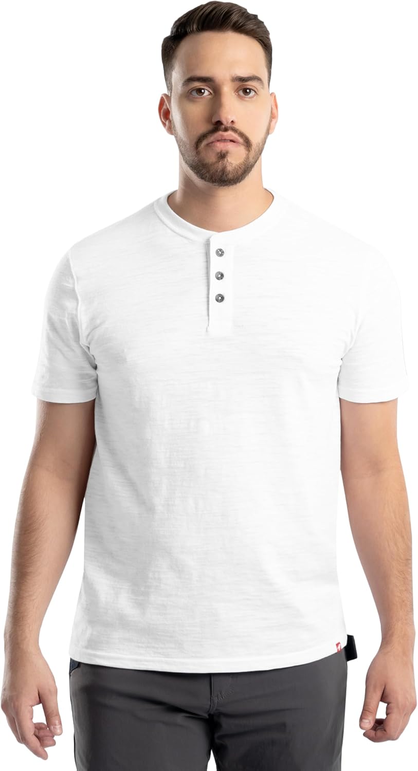 Wrangler Mens Short Sleeve Recycled Slub Jersey Workwear Henley T-Shirt