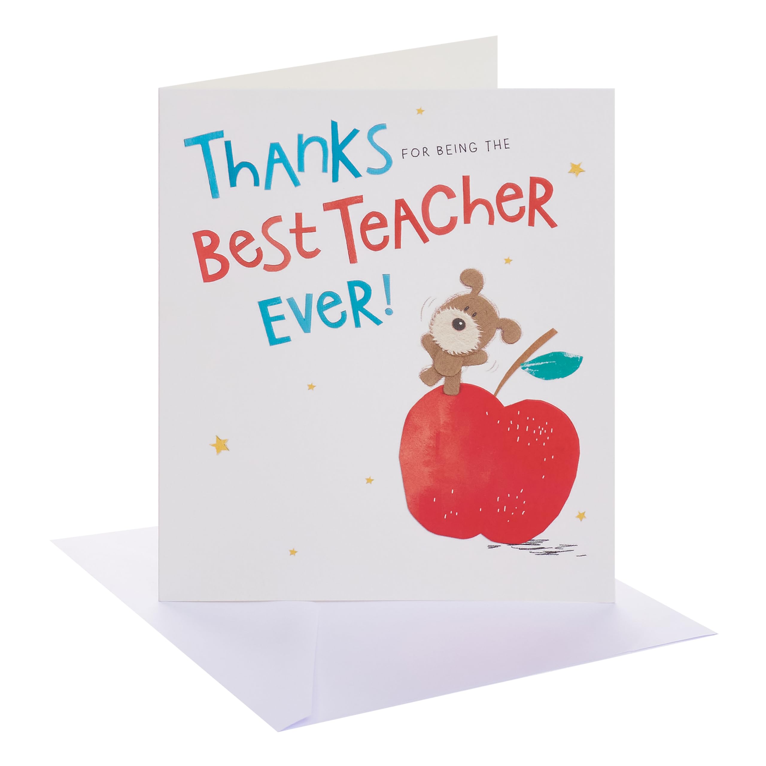 UK Greetings | Thank you Card for Teacher | Appreciation Cards | Her/Him | Woof Apple Design | With Envelope | 15.9 x 18.4 cm
