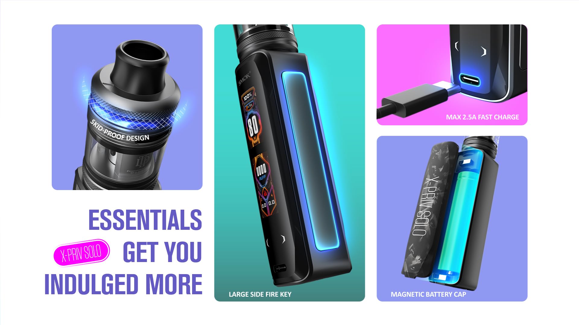 SMOK X-PRIV Solo Box Mod,80W,510-Anschluss mit Gewinde, DL Vaping,Dual  Screen Display-No Nikotin: Amazon.de: Elektronik & Foto