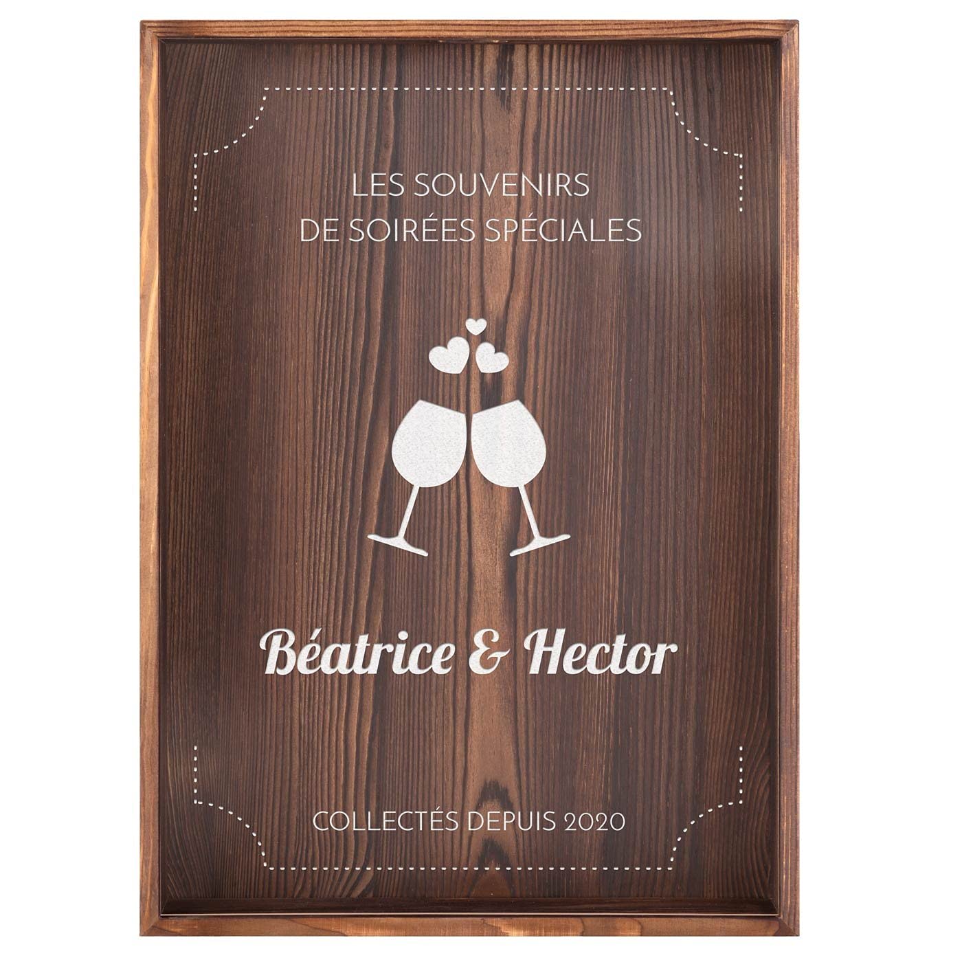 Maverton Boîte Personnalisée aux bouchons pour Couples - Coffret personnalisé pour couples mariés - Cadeau Personnalisé - Ouvre-bière inclus - Cadeau Mariage - Cadeau couple - Cadeau Noel - spéciale