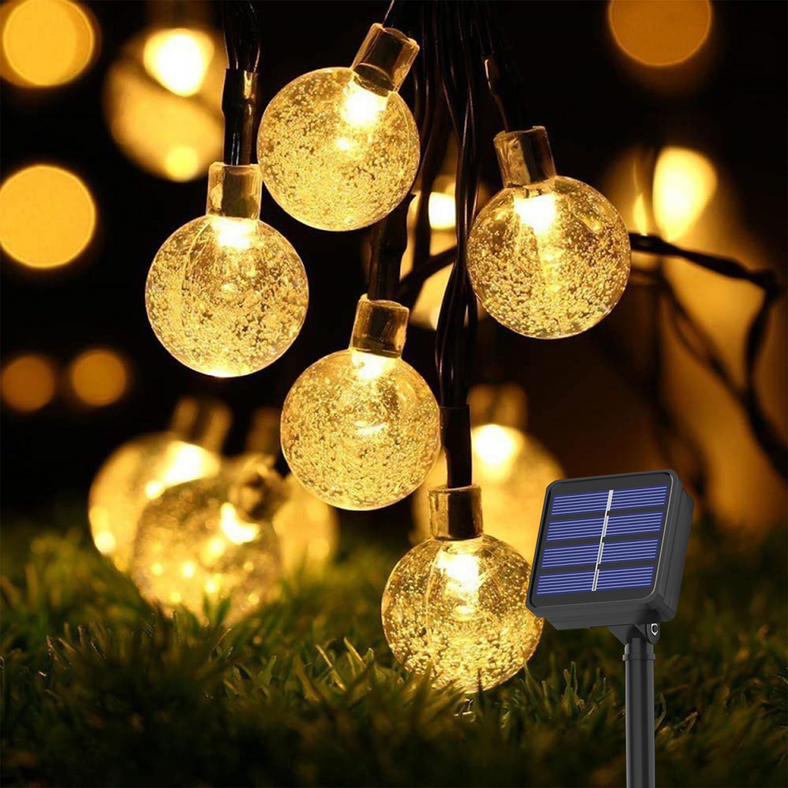Probuk Solar Guirnalda Luces Exterior,100 LED Cadena de Luces Impermeable,8 Modos IP65 Impermeable Cadena de Luces Solar para Jardín,Navidad,Terraza,Patio,Fiestas(Blanco Calido)
