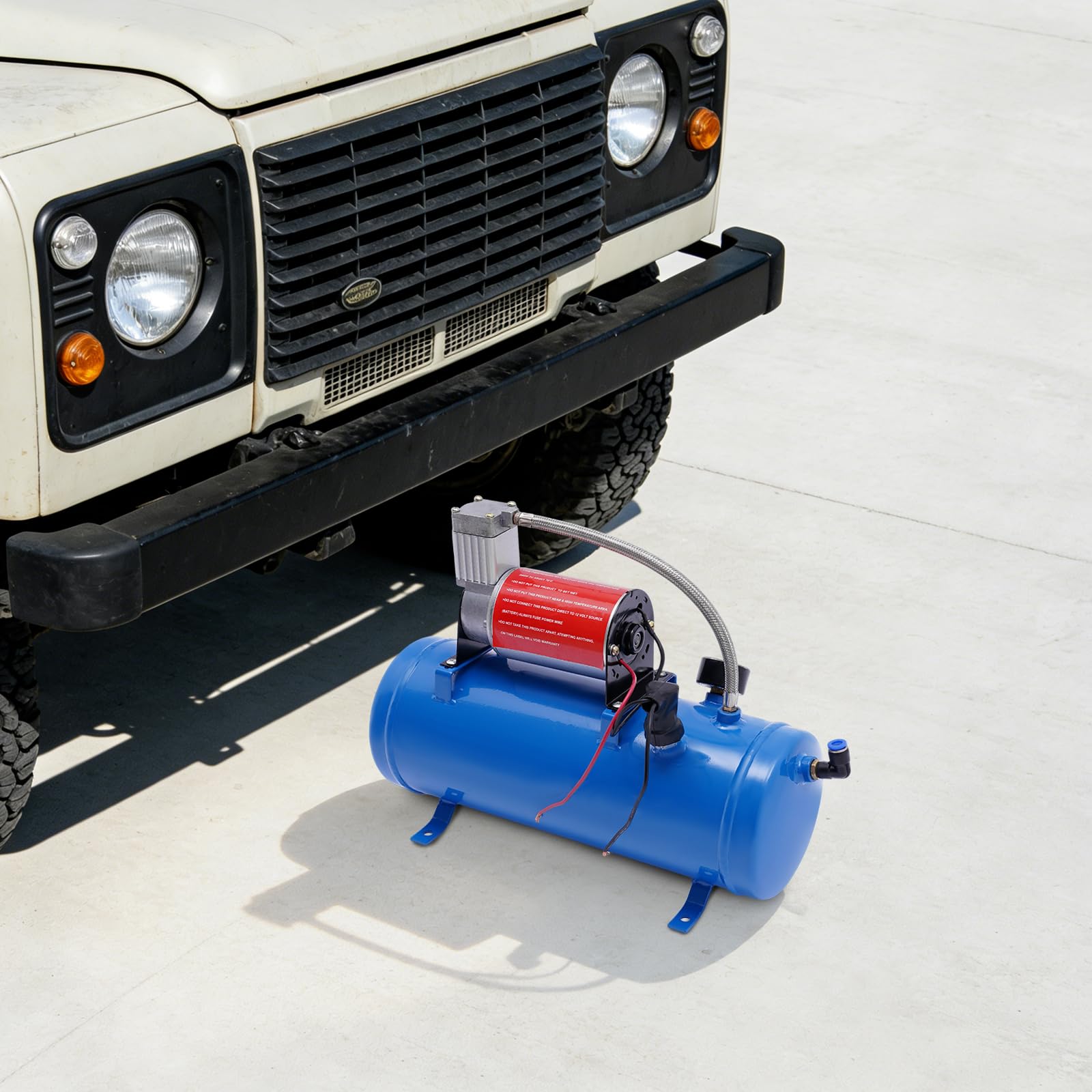 Compresor de Aire Portátil 6L 150 PSI 12V con Manómetro Integrado | Kit Trompetas de Aire Horn con Avisador Acústico Neumático Inflado Rápido Neumáticos Coche Corte Automático 8 Bares