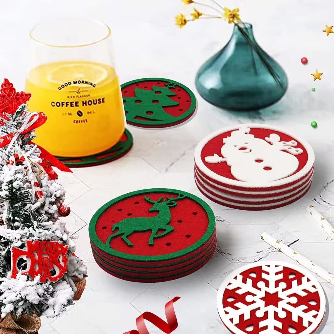 Lot De 6 Sous-verres Vintage En Toile Plastique - Motif Noël Fait Main - Occasion