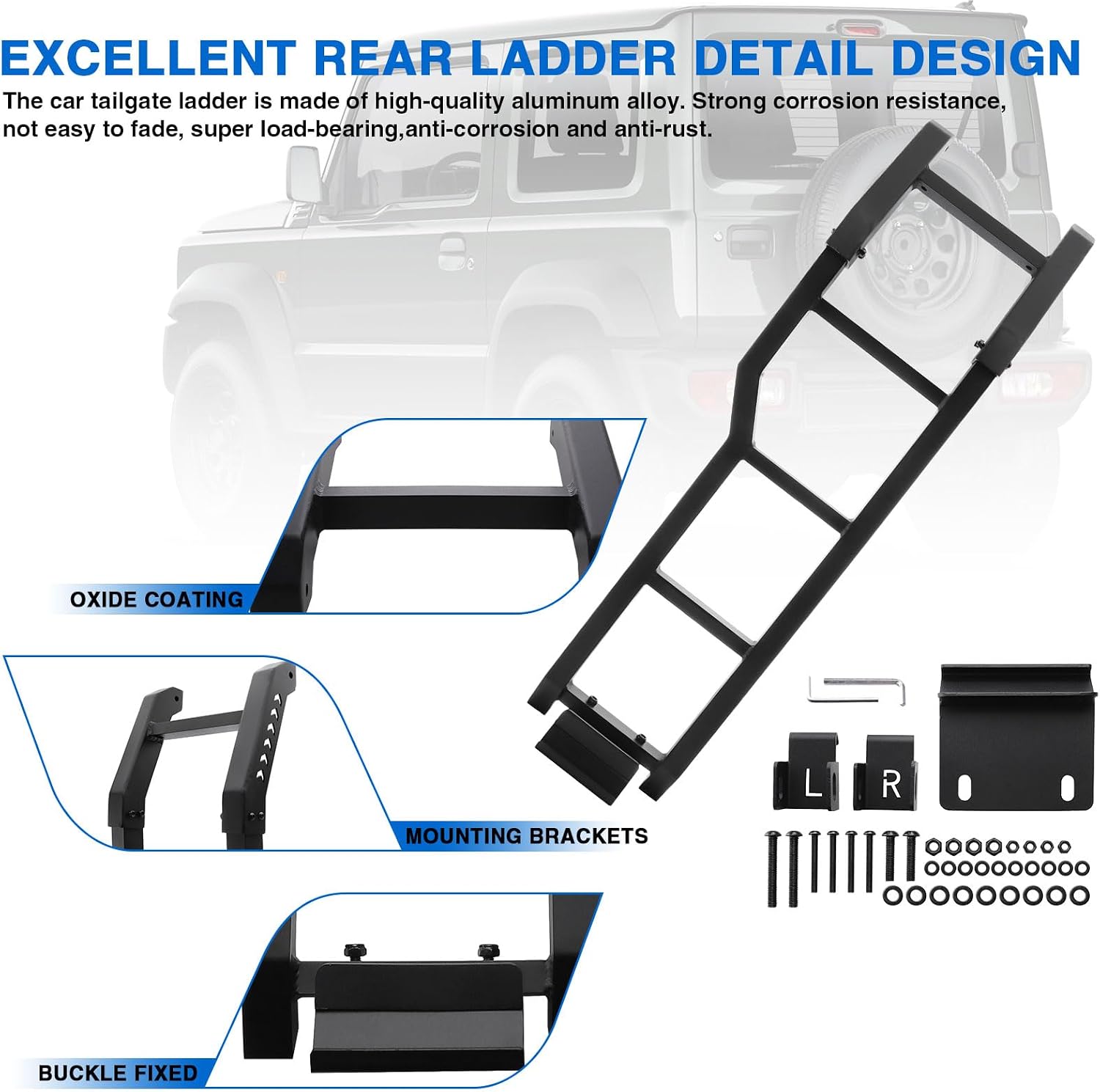 MotorFansClub Rear Tail Door Ladder Climbing Fit for Suzuki Jimny Jb64w Jb74w 2019 2020 2021 Rear Door Tailgate Ladder