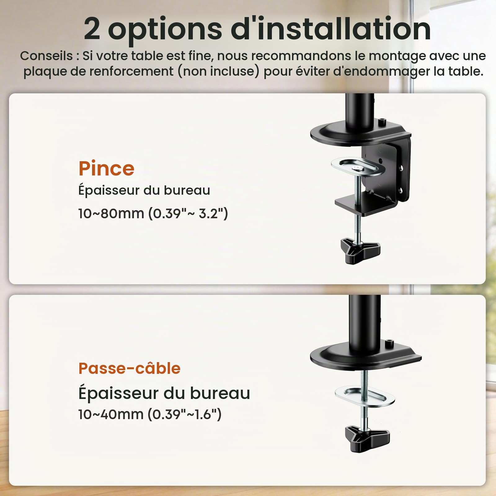 PUTORSEN Support 3 Écran PC Moniteur, Premium Aluminium Bras Articulé Ergonomique Ressort Gaz pour Triple Écrans 17-27", Hauteur Réglable Inclinaison Pivot et Fixation Bureau, Bras Supporte 7kg