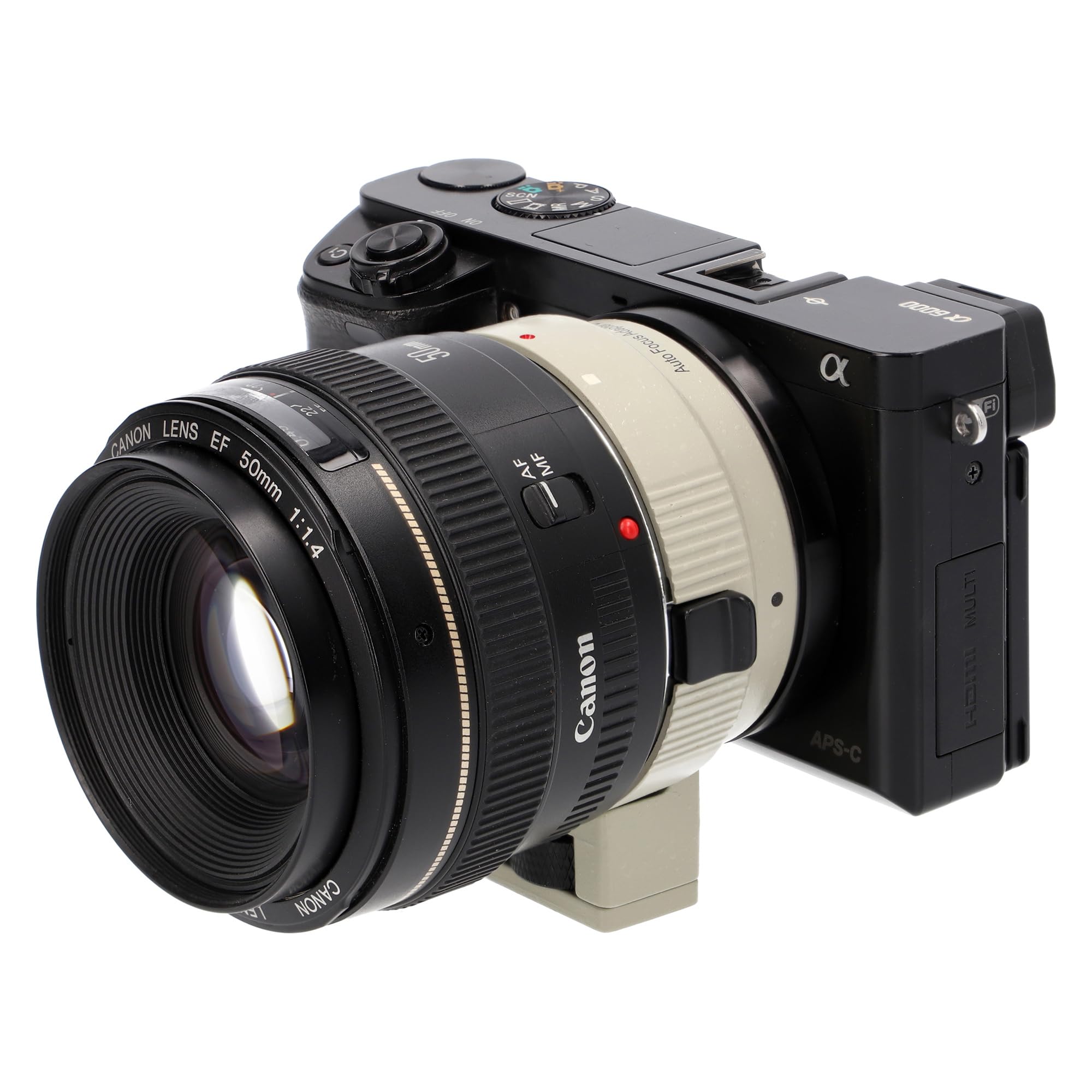 ayex Adattatore per obiettivo AF autofocus compatibile con obiettivo Canon EF/EF-S compatibile con fotocamera Sony E-mount EF-NEX II bianco