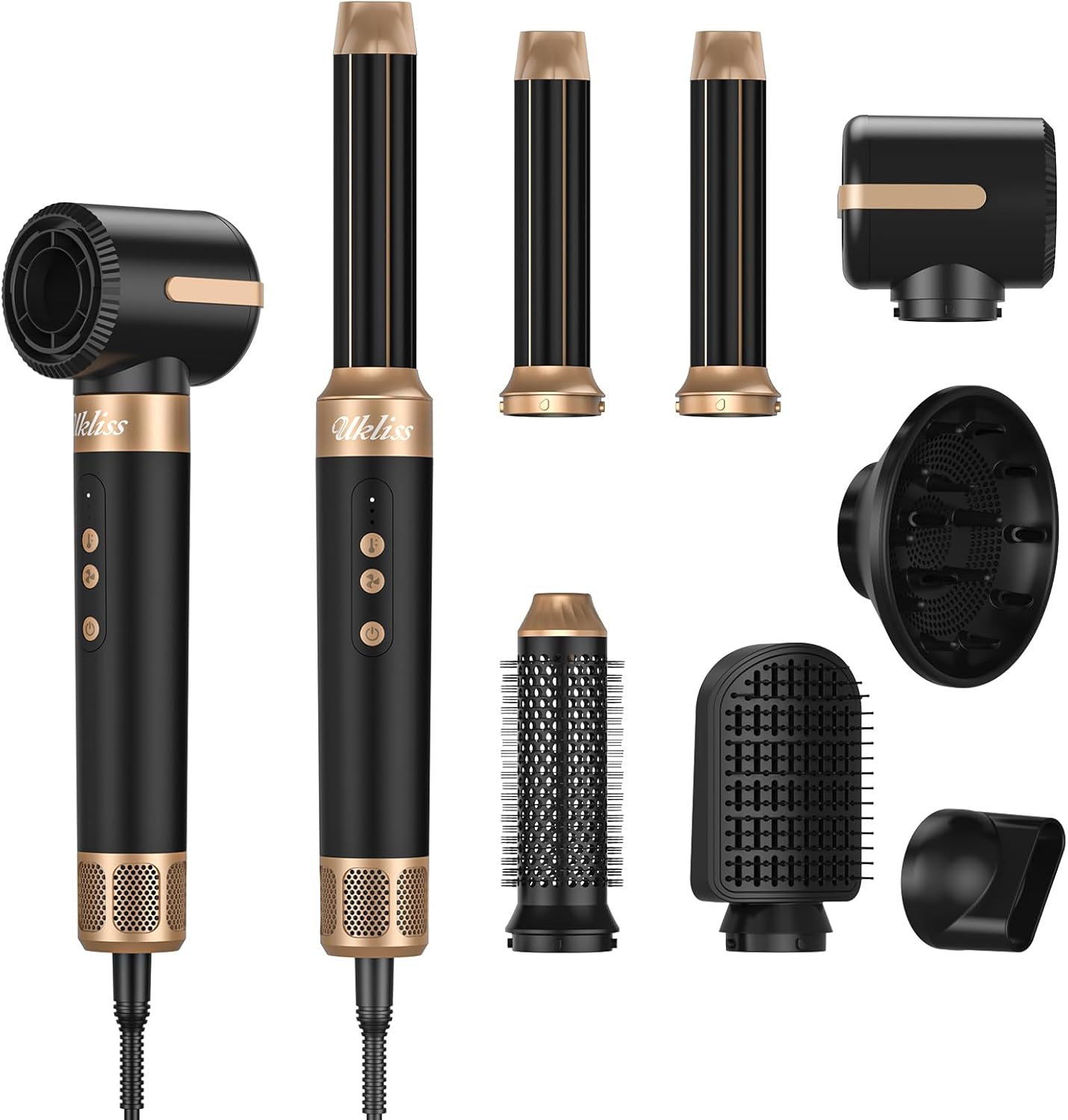 7 in One Blow Dryer Brush, 110000 RPM Hair Dryer Brush Set High Speed to 20M/s Hot Air Styler Wrap Curler,Upgrade Curling Iron Styling Tools As A Gift for Straight/Curl/Drying/Smoothing