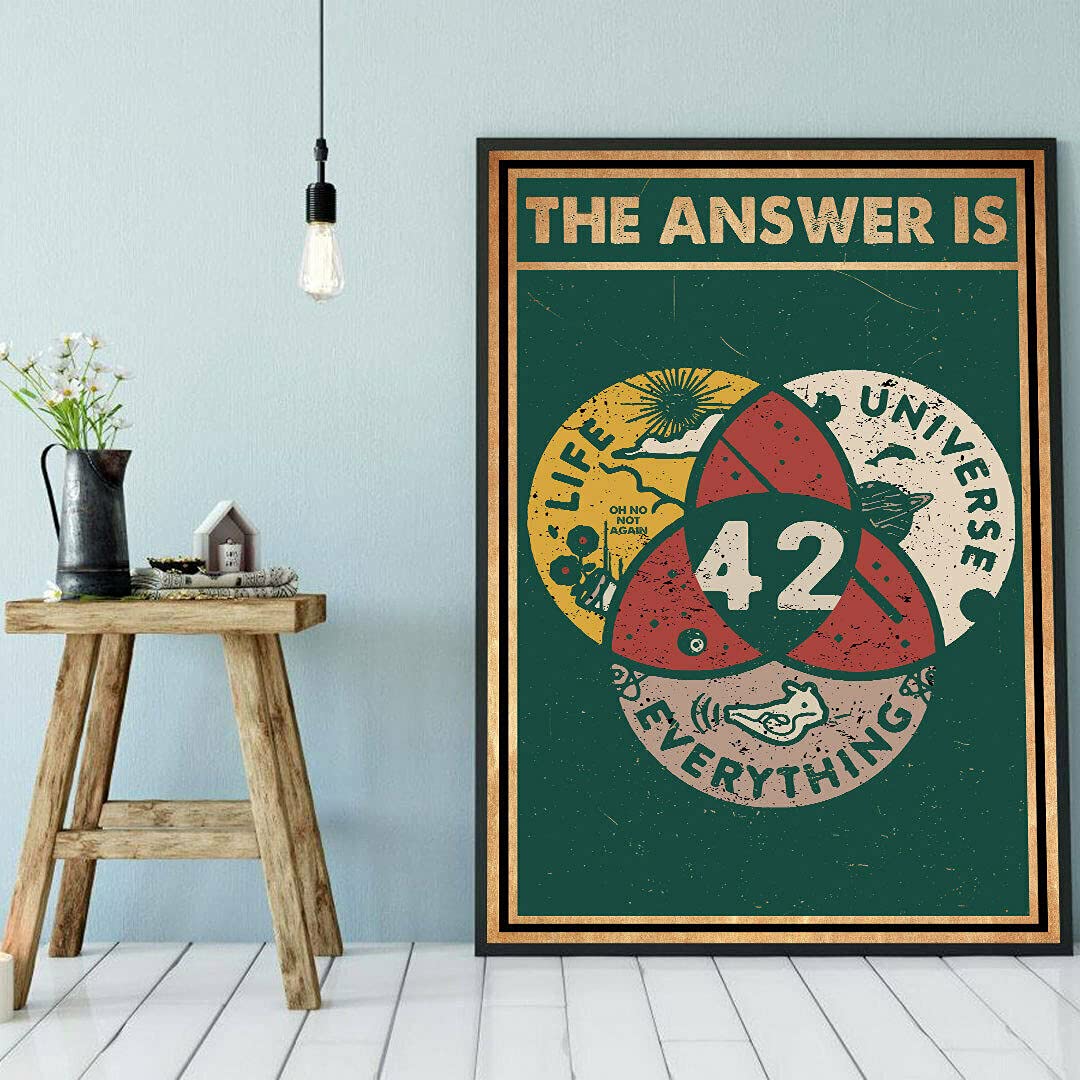 Kueprae A591 42 The Answer To Life The Universe And Everything Poster Science Lover Metal Sign 8X12 Inch