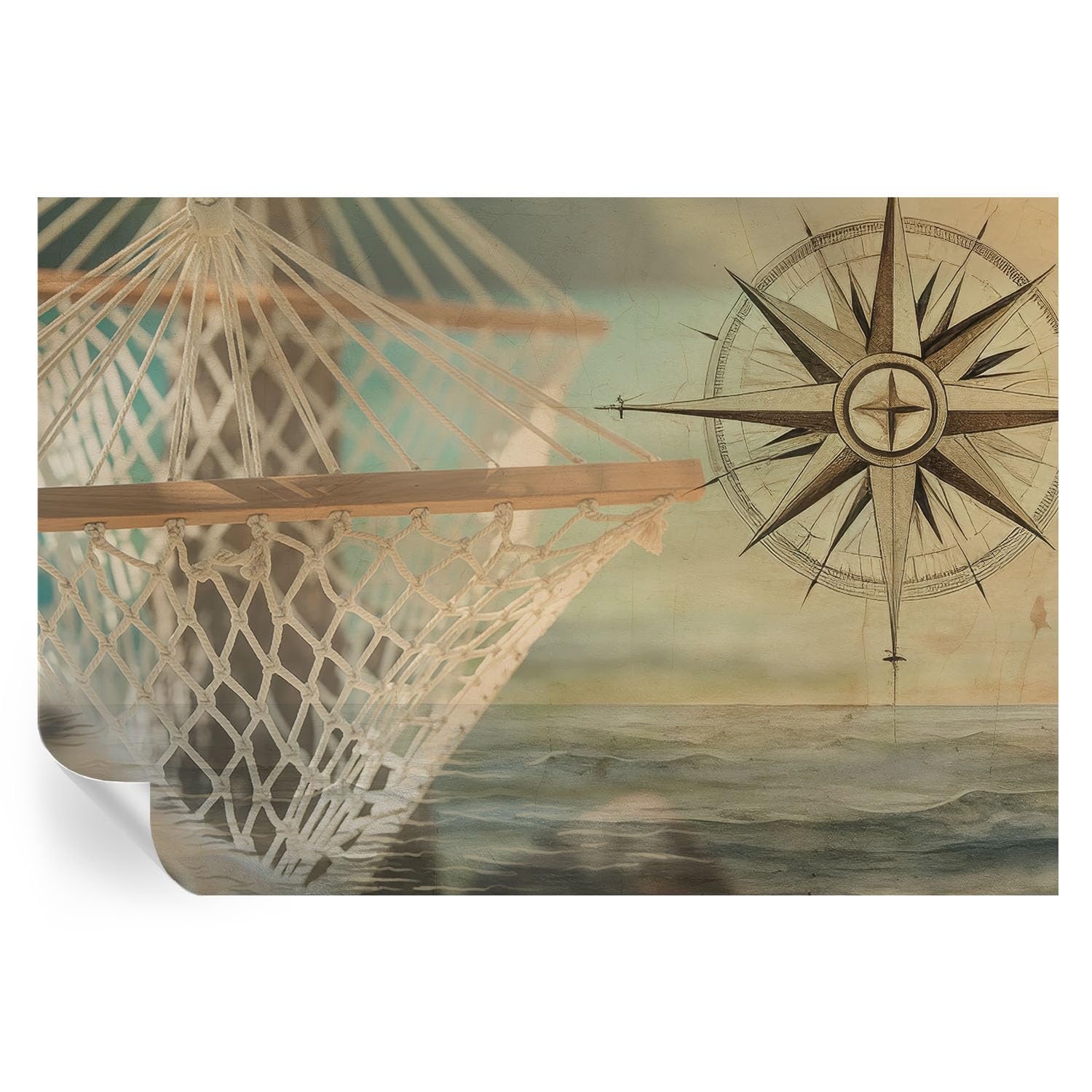 Papel pintado autoadhesivo clásica de 152x104 cm con diseño de mar para pared de salón