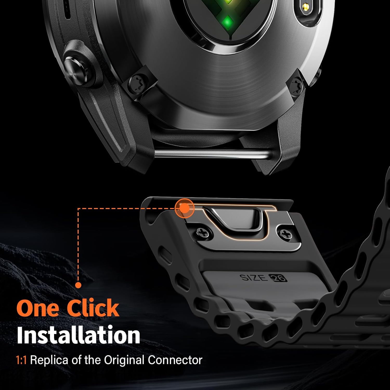 Quickfit 26mm Watch Bands for Garmin Fenix 8 51mm/7X/6X/5X, Sports Ocean Silicone Bands Compatible with Garmin Fenix 8 Pro 51mm/7X Pro/6X Pro/5X Plus/3/3HR/Descent MK1/MK2i Smartwatches - Image 5