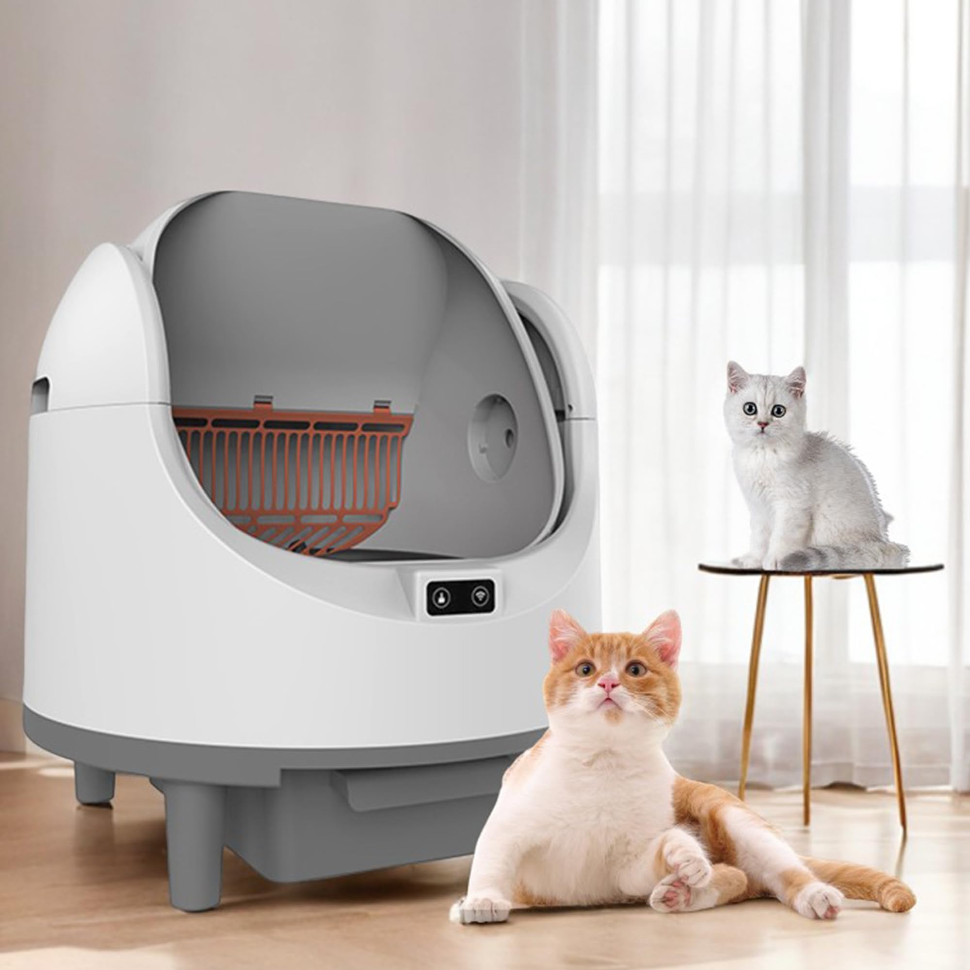 Lettiera Gatto Autopulente, Cassetta Arena Automatica - 68L Capacità XXL, Controllo delle Applicazioni, Lettiera Autopulente per Gatti, Grande e Aperta con Funzione Deodorare, Adatto per Più Gatti
