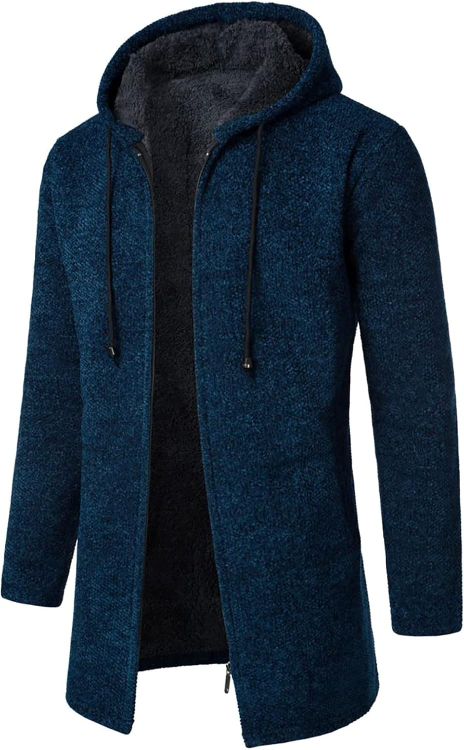 Sport Jackets for Men Coat Hooded Plush Plaid Knitting Drawstring Coat Sweater Warm Solid Color Jackets Tops