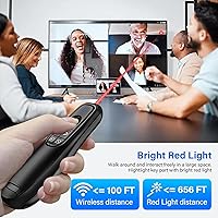 Vista 4 de 2 en 1 USB tipo C Presentación Clicker, Wireless Presentation Clicker PowerPoint Presenter Remote con control de volumen, PowerPoint Clicker