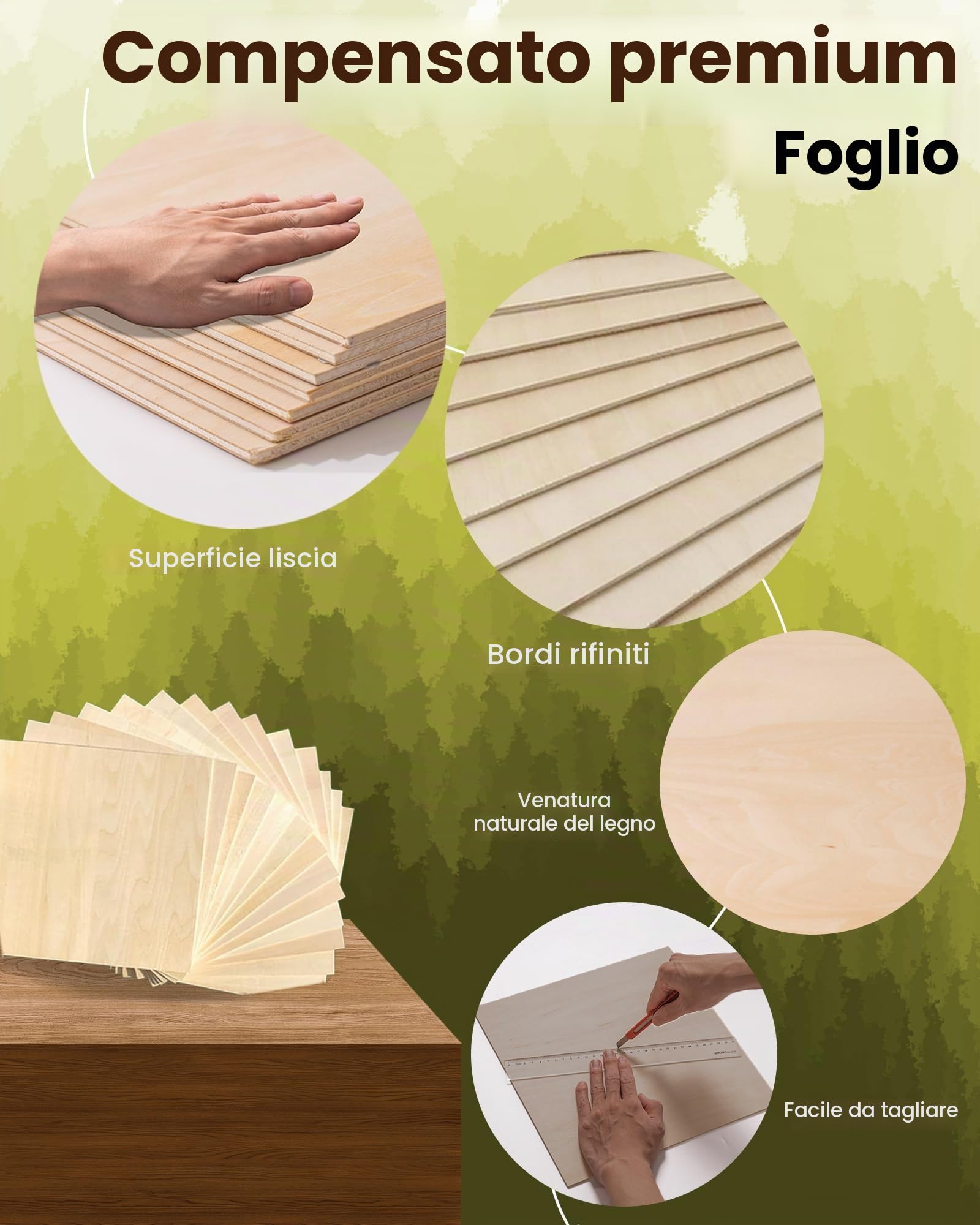 ROWOOD Pannelli di compensato 3 mm, 305 x 305 mm, 30 pezzi, legno di tiglio, taglio su misura, per modellismo, taglio laser, incisione a laser, per legno, pittura CNC