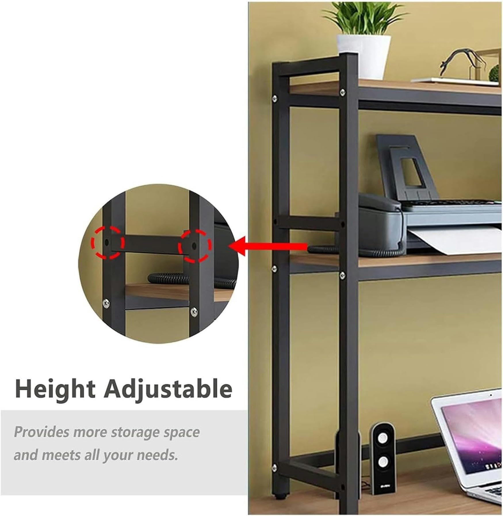 Mensola da scrivania regolabile a 2 ripiani, multiuso per boo e display, Slish Office Sto Solut, salvaspazio (B-115 x 32 x 90 cm)
