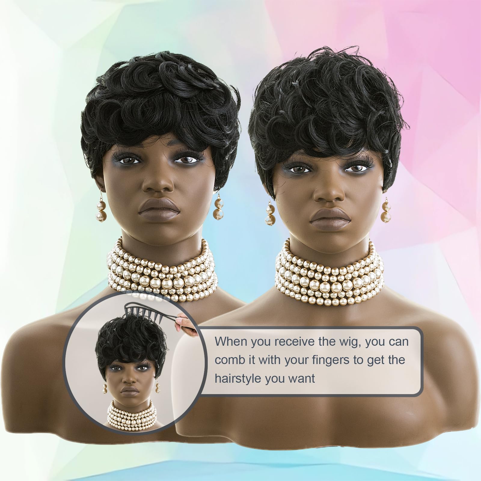 Amazon.com : Pixie Cut Wig Short Wigs for Black Women Short  display picture 1