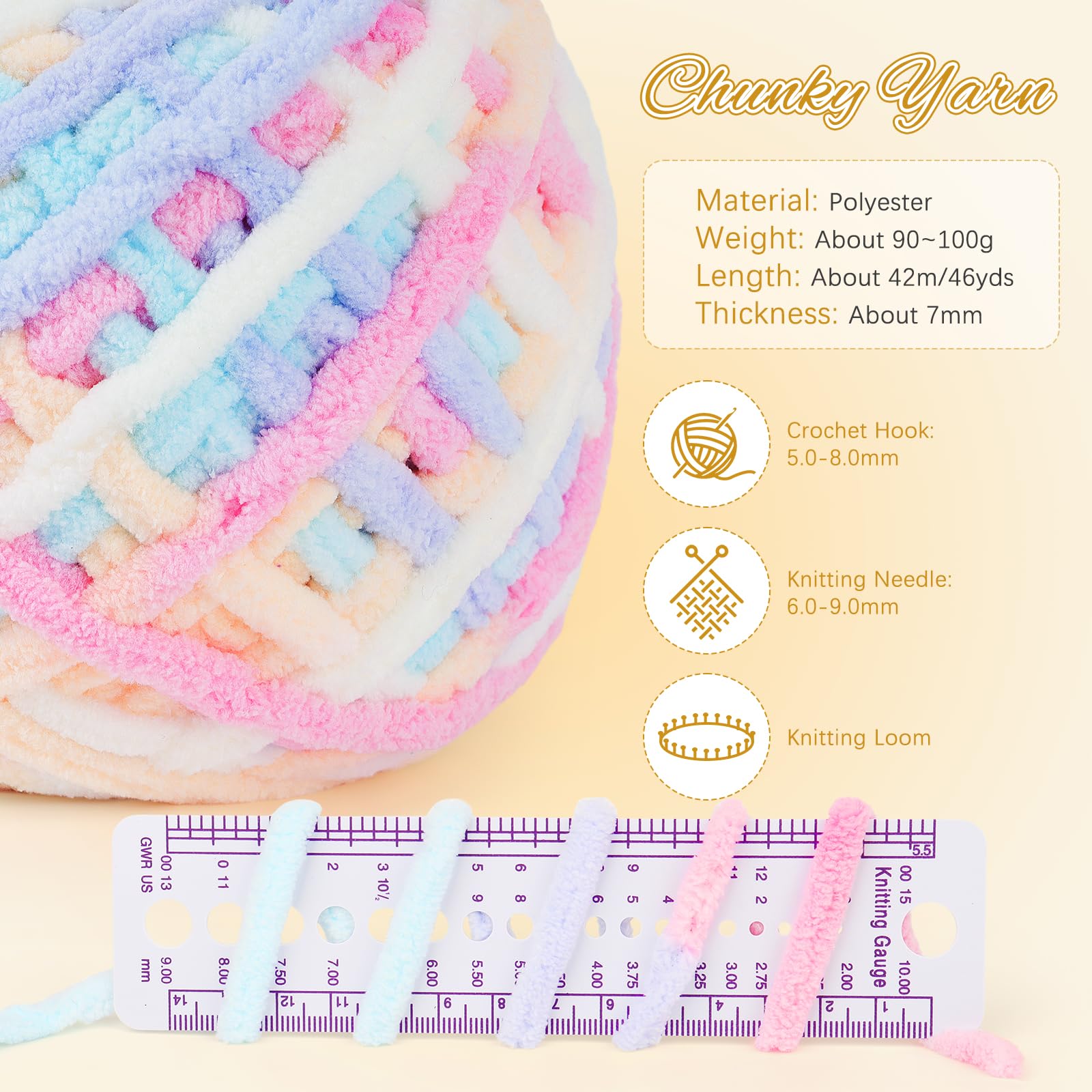 Aeelike Chunky Yarn 400g, 4 Pack Chunky Wool for Knitting 100g Balls - Image 2