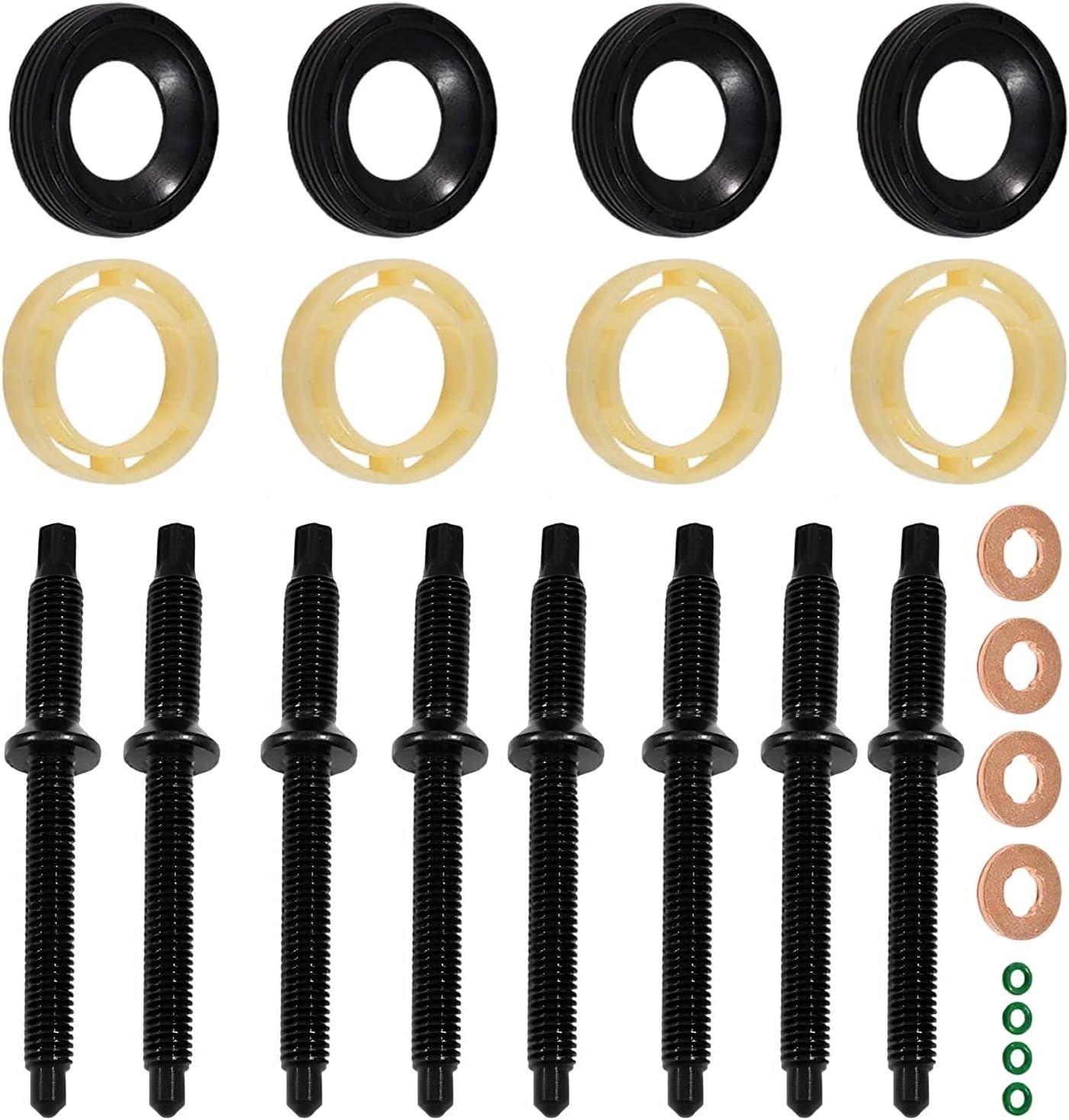 16PCS Kit de Reparación Inyector Sellos de Inyectores Kit Junta Tórica de Inyector de Combustible Junta de Inyector Diesel Kit de Arandela de Inyector Diesel Kit de Sello de Inyector 1.6 HDI