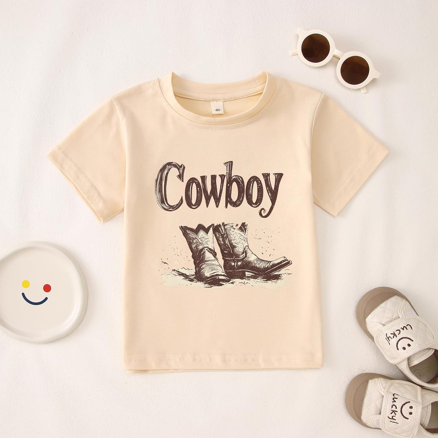 KEKEMI Toddler Baby Boys Cowboy Shirts Western Retro Graphic T Shirt Rodeo Party Outfit Summer Tees Short Sleeve Tops Clothes