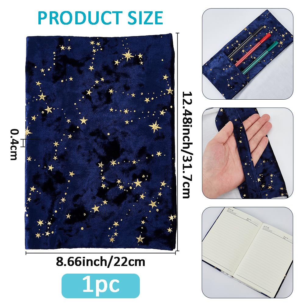 SUPERFINDINGS A5 Paperback Book Cover Starry Sky Book Protector Marine Blue Book Cover Protector Rectangle Book Sleeve with Star Pattern for Notebook Record Book Protective - Image 2
