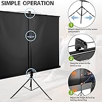 Vista 4 de Smartxchoices 84" Portable 16:9 HD Projector Screen with Stand, Wrinkle-Free Manual Pull Down Tripod Screen with Carry Bag and Tight Straps, Movie