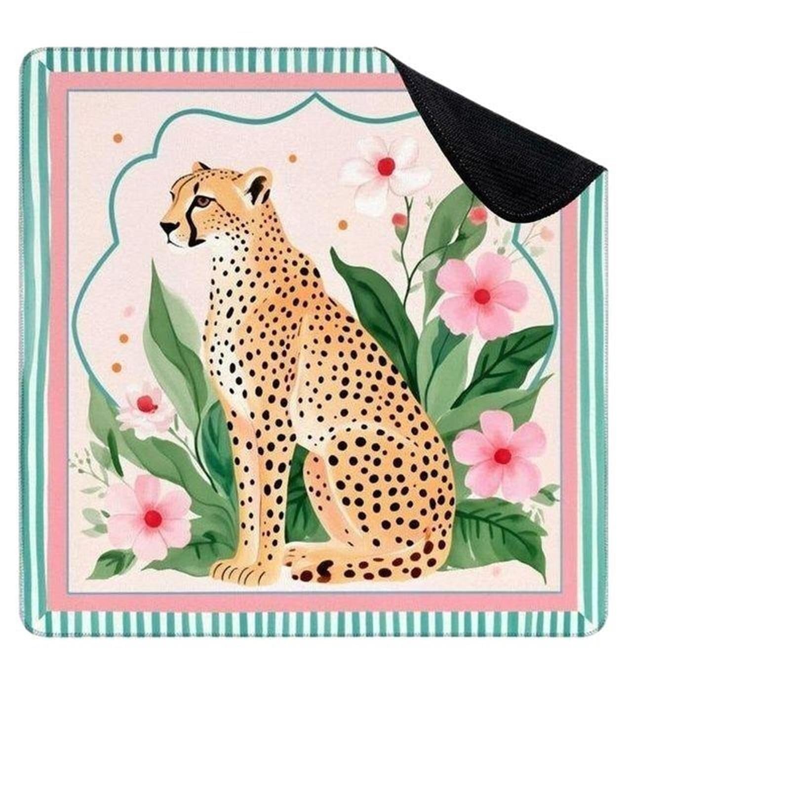 Tappeto Mahjong Tappetino Mahjong floreale arancione tigre folk art pieghevole in gomma silenziosa antiscivolo(Green,40x40cm)
