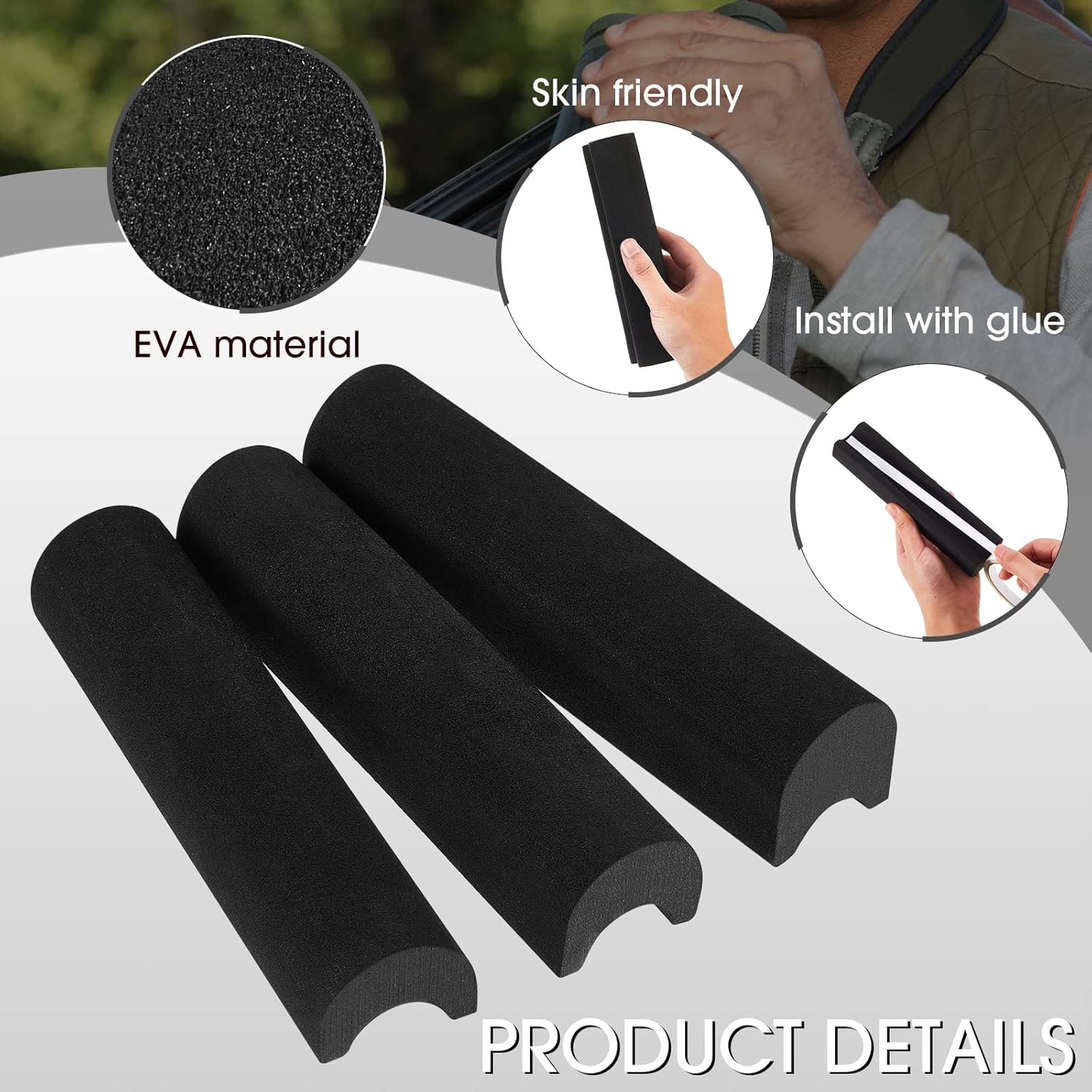 Gueevin 6 Pieces Rifle Cheek Riser Rest Pad Black EVA Foam Non Slip Cheek Riser for Rifle Gun Buttstock Cover