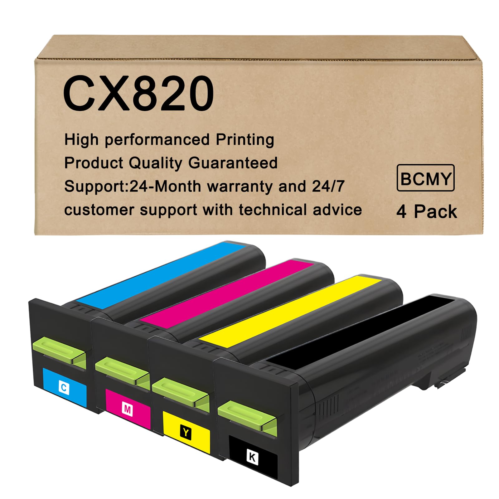 CX825 CX820 Toner Cartridges 72K1XK0 72K1XC0 72K1XM0 72K1XY0 (4-Pk)