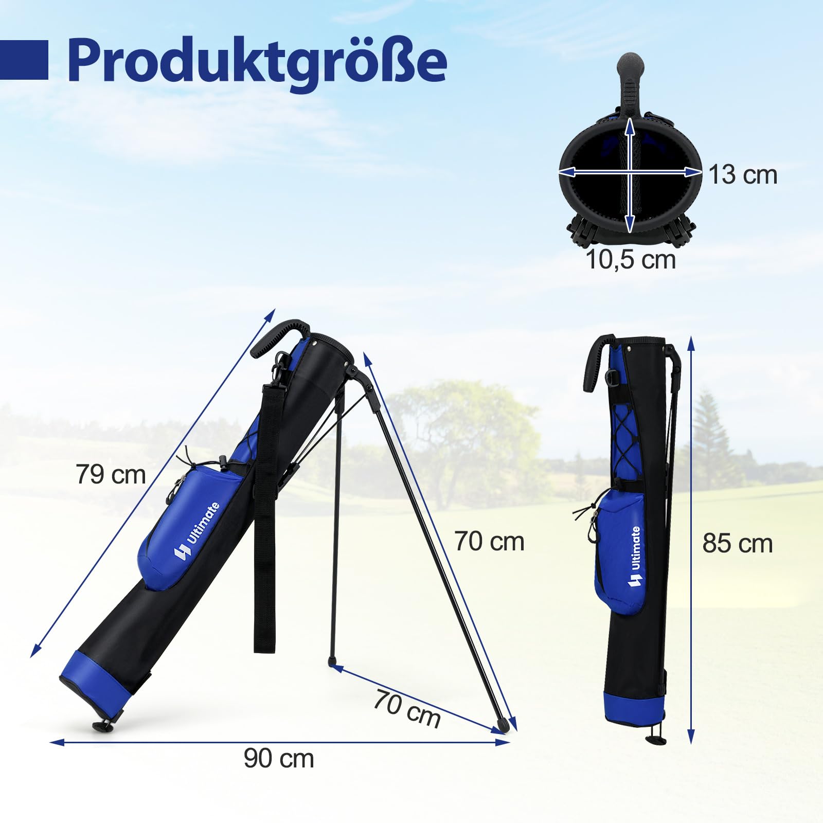 COSTWAY Golf Pencil Bag mit Ständer, Golfbag mit 2 er Unterteilung, Golftasche leicht mit Schultergurt & Tasche, Golf Standbag tragbar für Herren, Damen