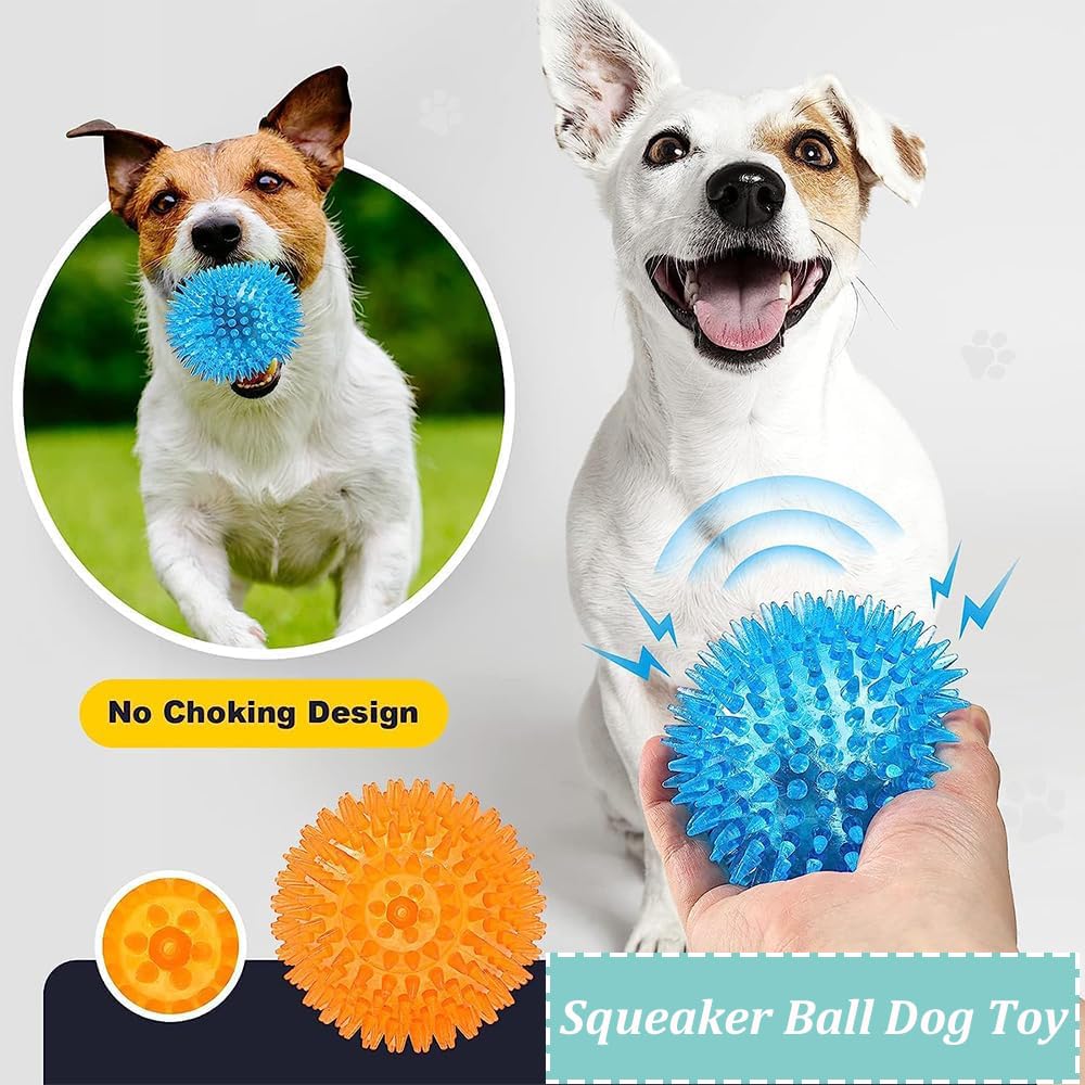 zukent 6Pack Dog Squeaky Balls, Spiky Dog Balls with Squeaker, Squeaky Dogs Toys Ball - Image 4