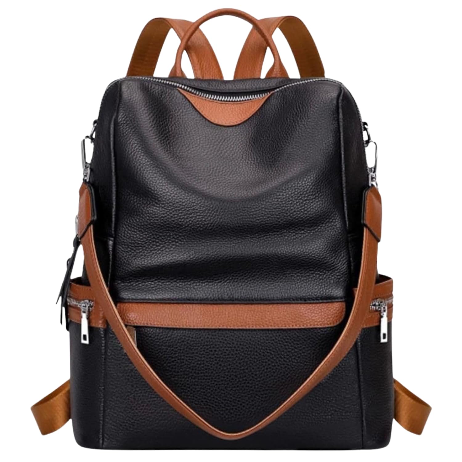 jaisom Stylish Women's Fashion Backpack Purses Multipurpose Design Handbags and Shoulder Bag (Half Moon- Black with Tan_BZ)-picture-43
