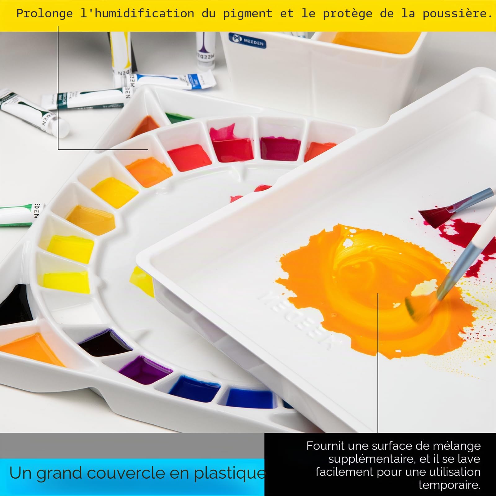 MEEDEN Grande Palette de Peinture Aquarelle en Porcelaine pour Aquarelle, Gouache, Acrylique, Peinture à l'huile, 30,5 cm