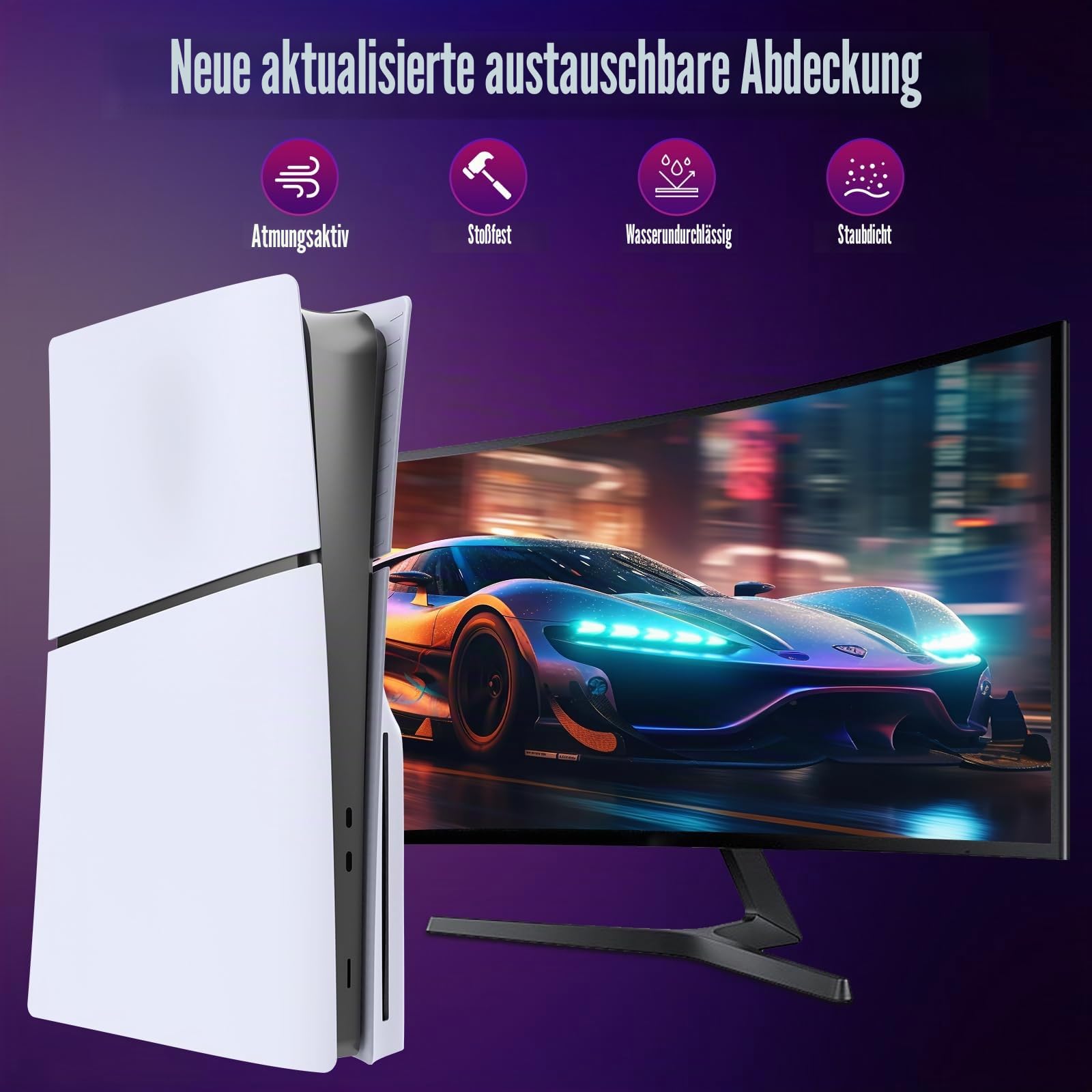 PS5 Slim Disc Edition Abdeckplatten für PlayStation 5 Konsole – kompatible Shell Panels schützende Ersatzblende (weiß)