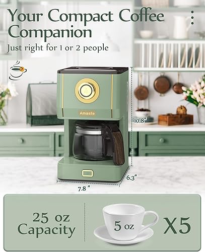 Miniatura 8 de Amaste Cafetera verde y hervidor eléctrico retro blanco