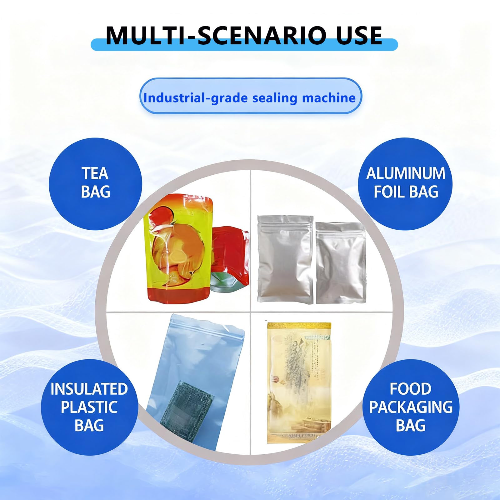 Selladora térmica automática de Bolsas de plástico de 300 W, selladora de Rodillos continuos con Control de Temperatura, para Bolsas de Aluminio y de Papel Kraft.