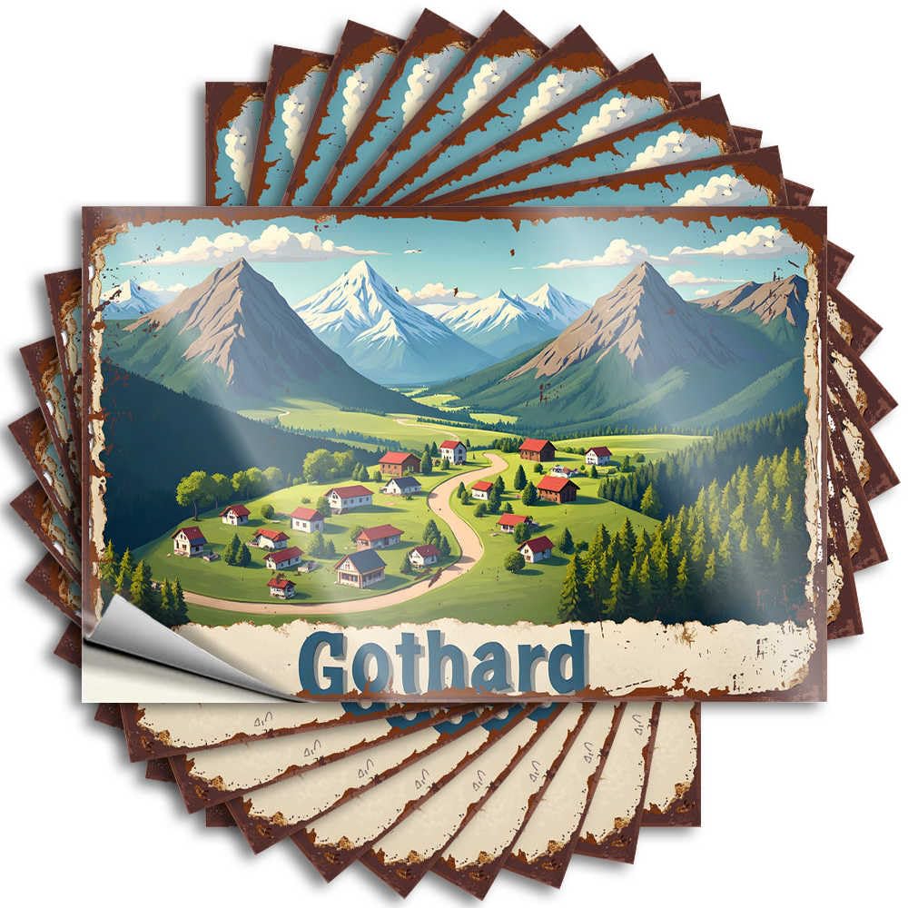 Funky Tattoos, Teen Bedroom Decor Laptop Gothard: A Serene Village Nestled Amongst Majestic Mountains | Funny Quote Layered Decals(12X18CM)