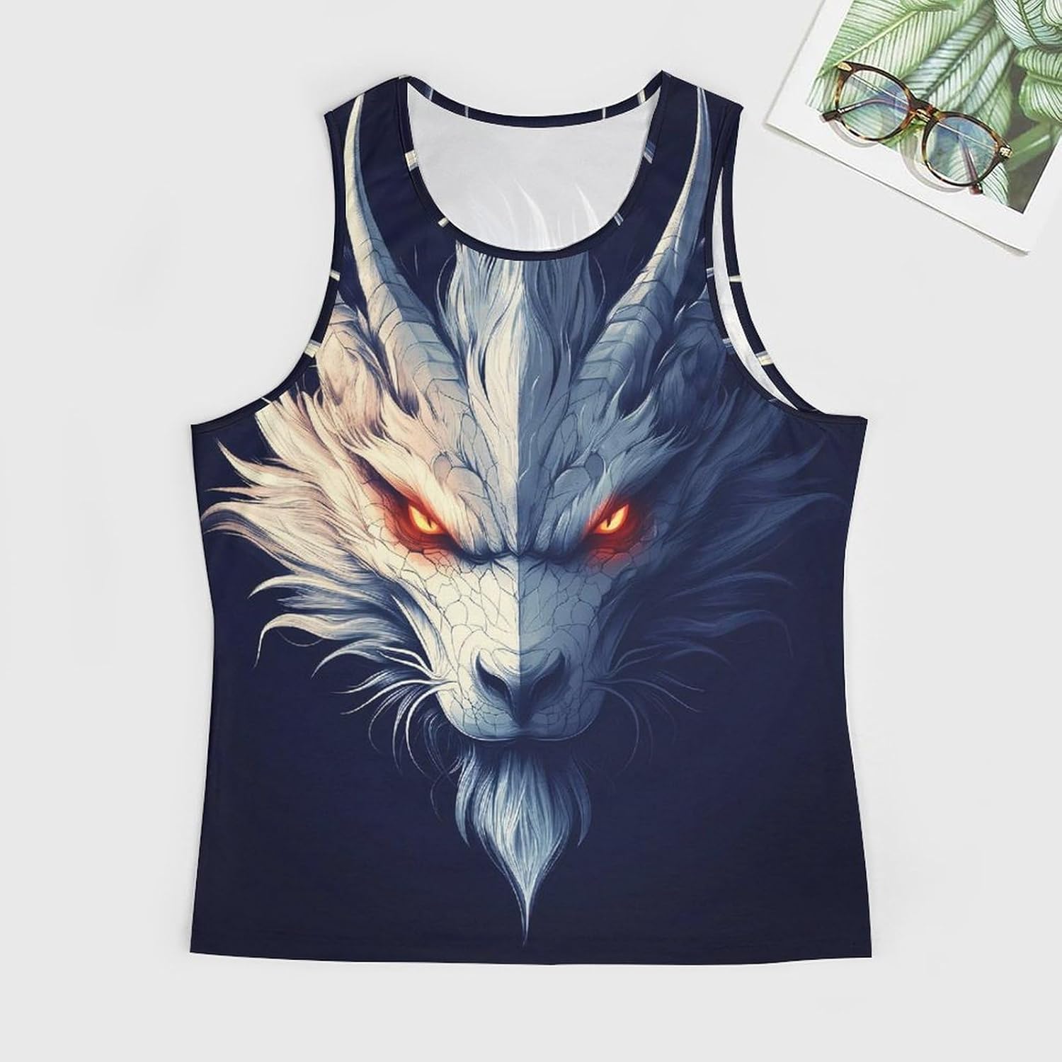 Mens Tank Tops Dragpn Print Big and Tall Summer Gym Breathable Lightweight Muscle Casual Sleeveless Shirts - Image 3