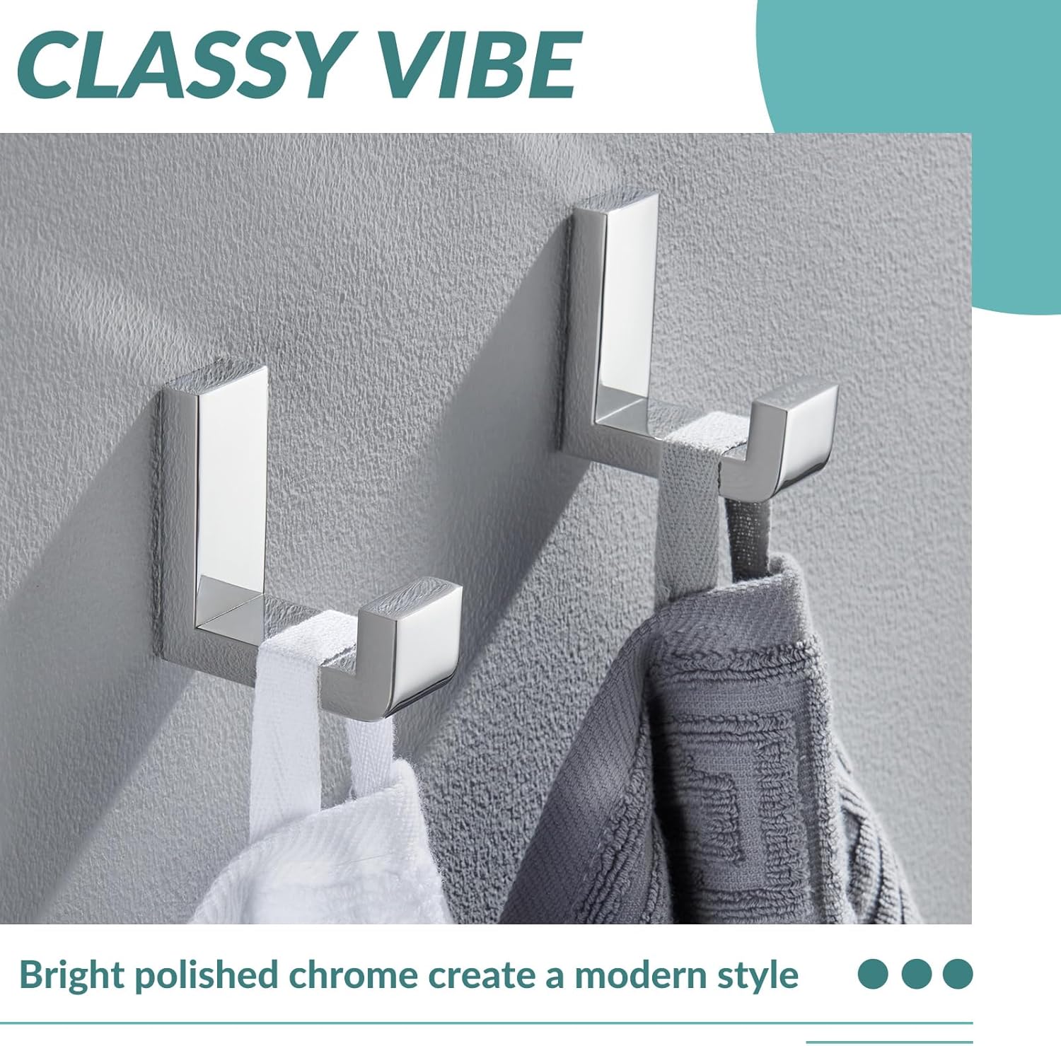 APLusee Polished Chrome Towel Hook 2 Pack, 304 Stainless Steel Robe Hook, Wall Mounted