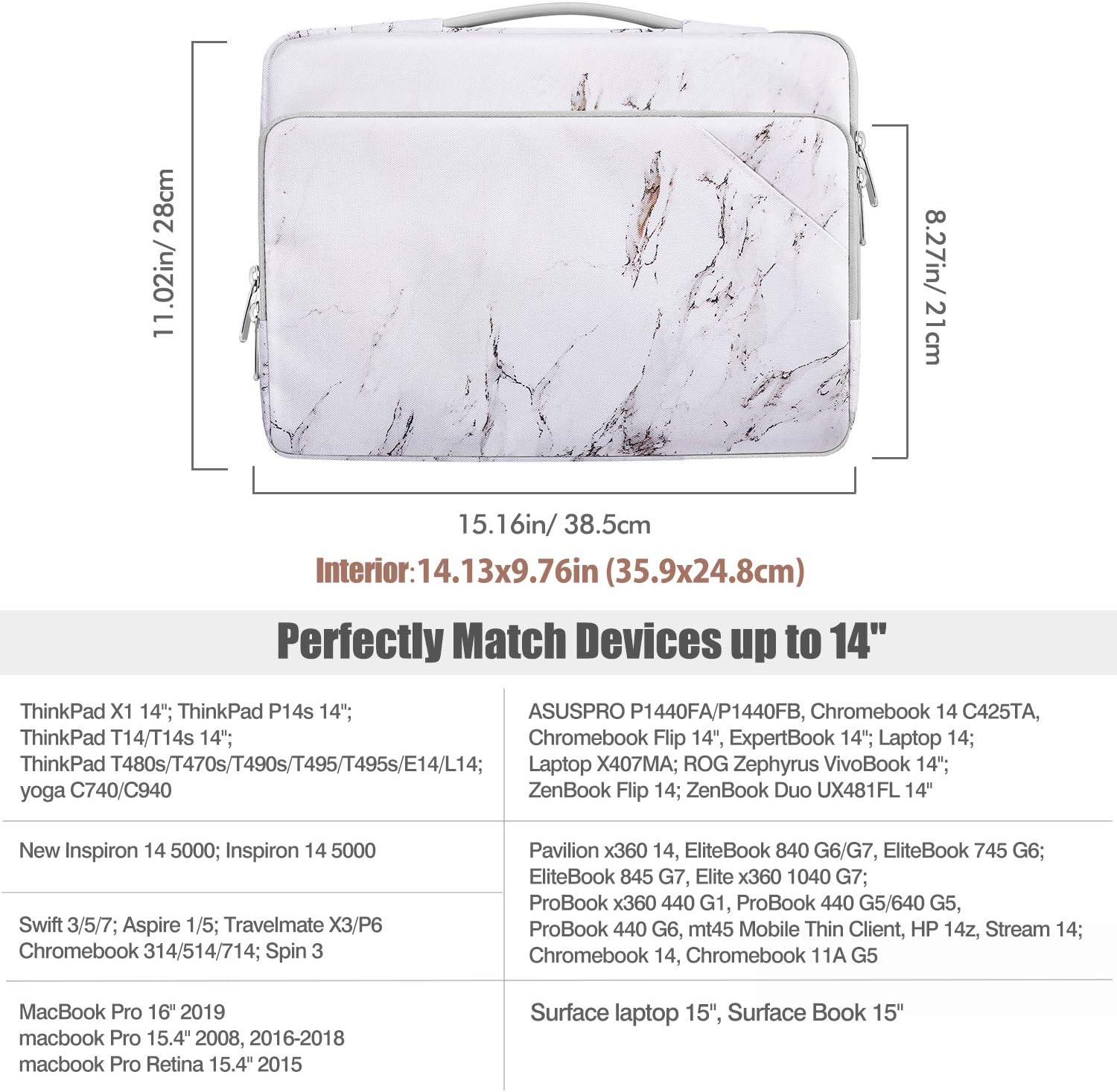 MoKo Laptop Sleeve Bag,Protective Accessory Case Fits Macbook Pro M1 Pro/M1 Max 14.2 2021 Acer HP Dell Chromebook 14,ThinkPad X1 14"/P14s 14",ZenBook Flip 14,Surface Book 15",Galaxy Tab S8 Ultra 14.6"