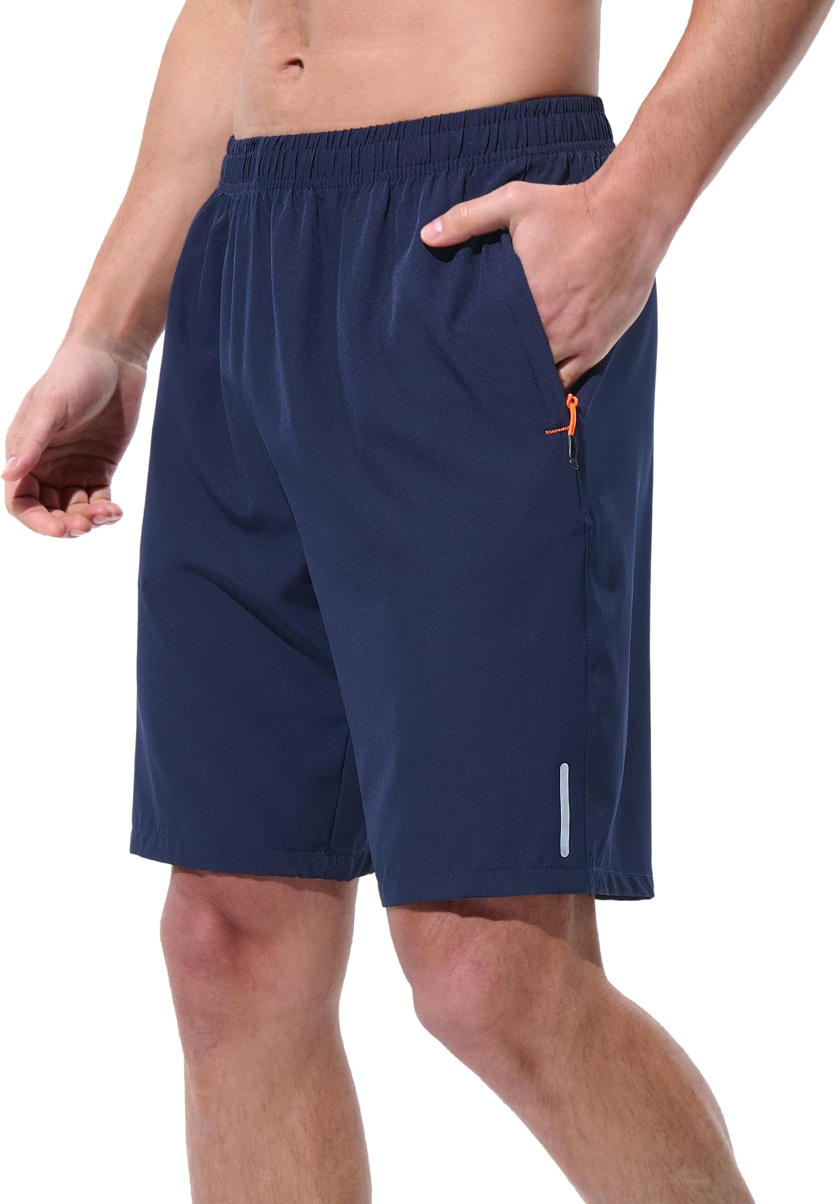 Mens Athletic Shorts Running Shorts Quick Dry Workout Shorts 7"/ 9" Lightweight Gym Basketball Shorts Zipper Pockets