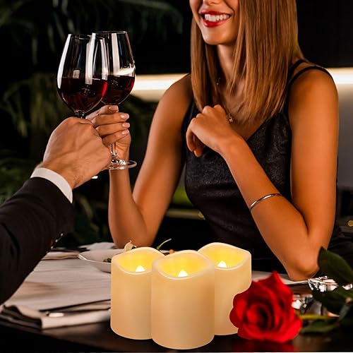 Miniatura 5 de IMAGE Velas votivas sin llama, paquete de 12 velas 3D parpadeantes de 1.5 x 2 pulgadas, funciona con pilas, más de 250 horas de duración con