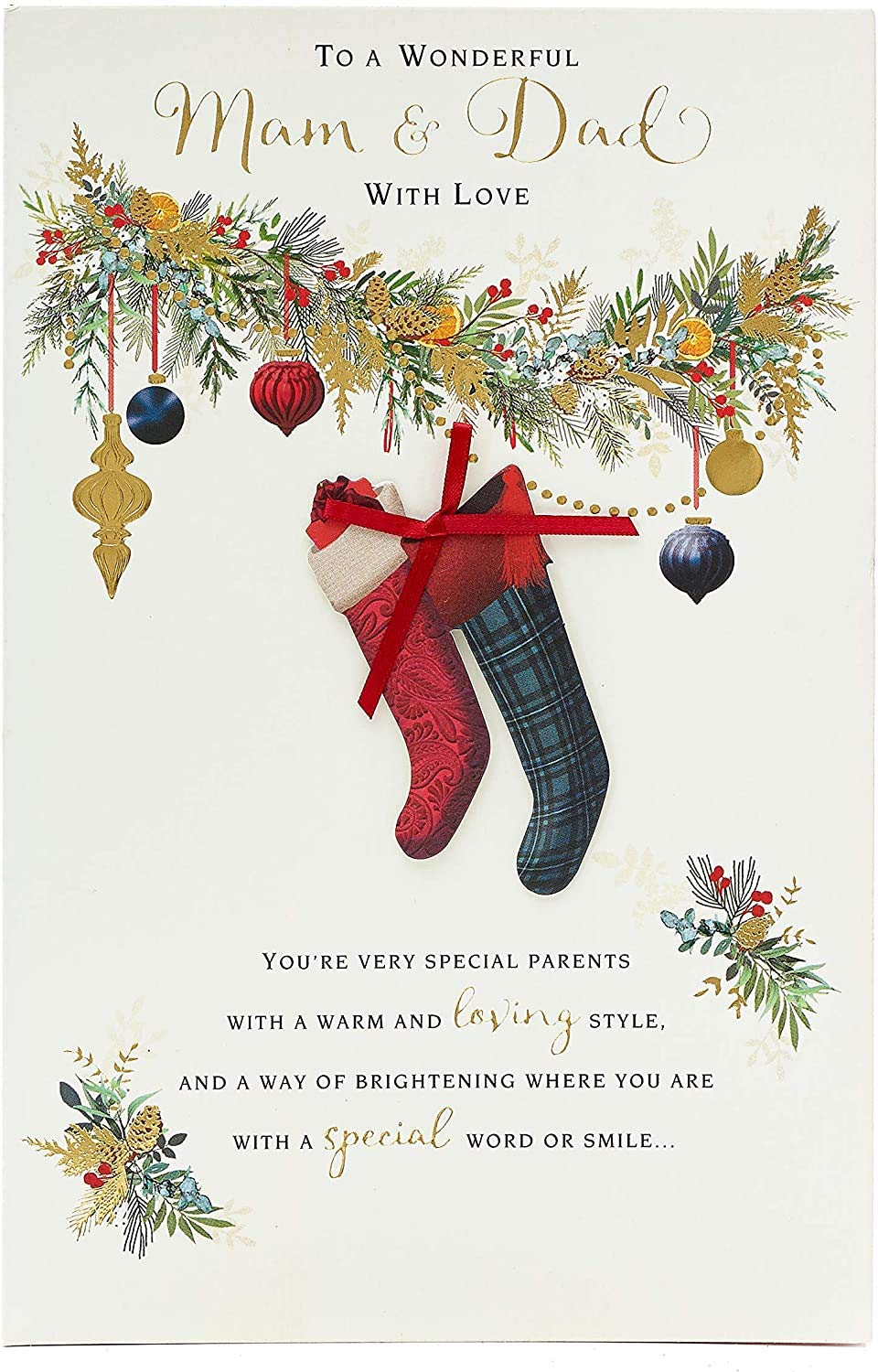 Man In My Life Christmas Card - Blue Heart With Stockings And Cherry L - Card Gallery Online Ireland