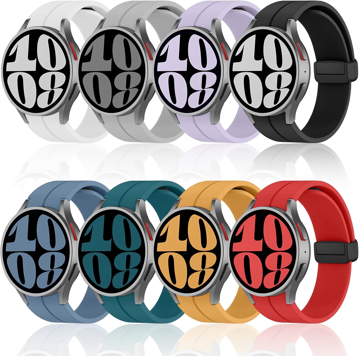 Magnetic Bands for Samsung Galaxy Watch 5 Pro/7/6, Soft Silicone Strap for Galaxy Watch 5/4, Women & Men