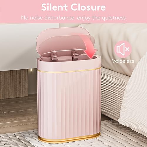 Miniatura 3 de ELPHECO Cubo de basura con sensor de 2 galones, impermeable, con sensor de movimiento, cubo de basura automático para baño, bote de basura delgado