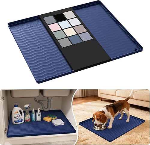 Miniatura 112 de URMONA Tapete de silicona impermeable para debajo del fregadero de 40 x 22 pulgadas, forro para estante de cocina y baño, protector de gabinete y